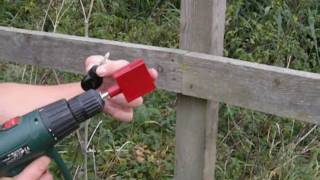 Install P37 Ring Insulators to your post and rail fencing with the help of an insulator chuck and battery drill.