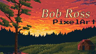 Bob Ross PIXELART Landscape! S13E4  Evening At Sunset. Relaxing Time Lapse Speedpaint and Tutorial