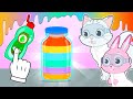 BABY PETS 🌈🔬 How to make a rainbow in a jar 🧪Ruby and Kira do experiments