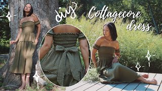 DIY Shirred Midi Dress Tutorial   PATTERN // Cottagecore Dress for BEGINNERS