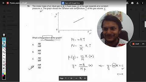 The molar mass of an ideal gas is M. A fixed mass m of the gas expands at a constantpressure p.