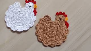 Crochet Chicken 🐔 🐔 Coaster | Easy Step by Step Tutorial | Rooftop Garden and Crafts .