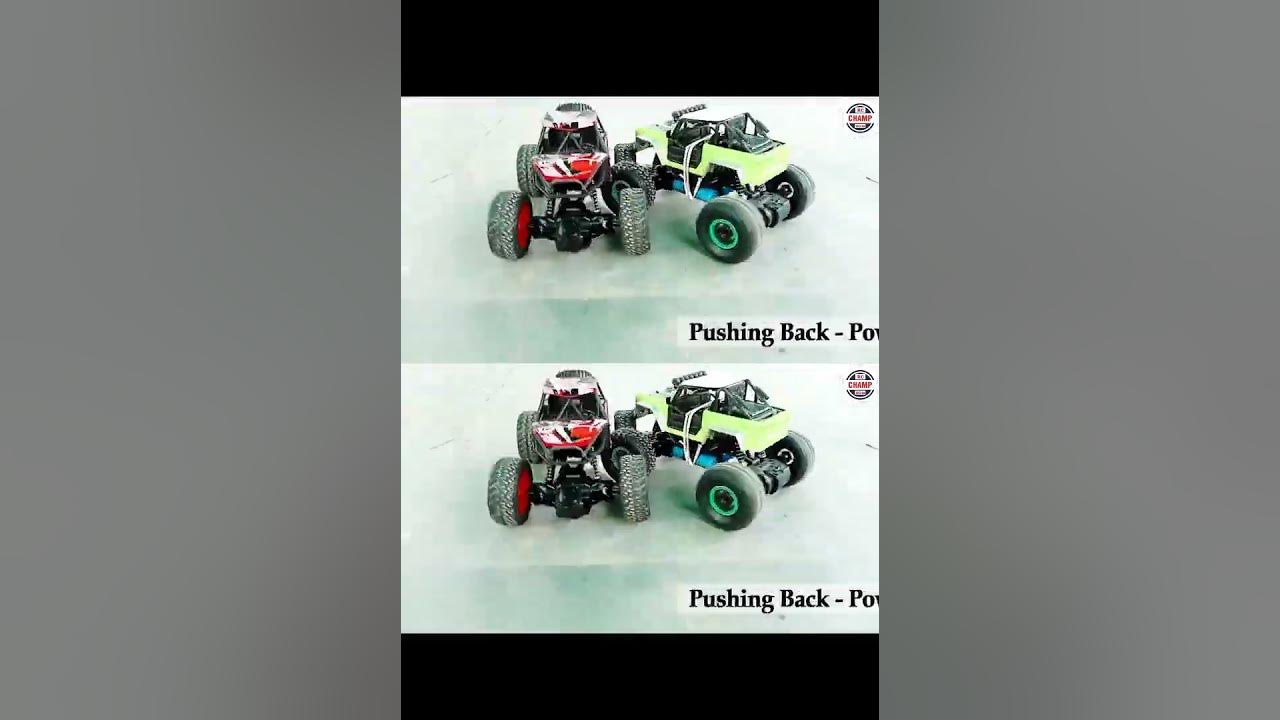 Red Rock Crawler RC Car Vs Green Rock Crawler RC Car Push Back Test
