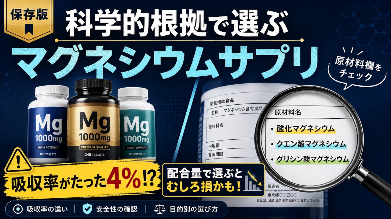 【保存版】科学的に見るマグネシウムサプリの選び方｜配合量が多くても吸収率4％かも