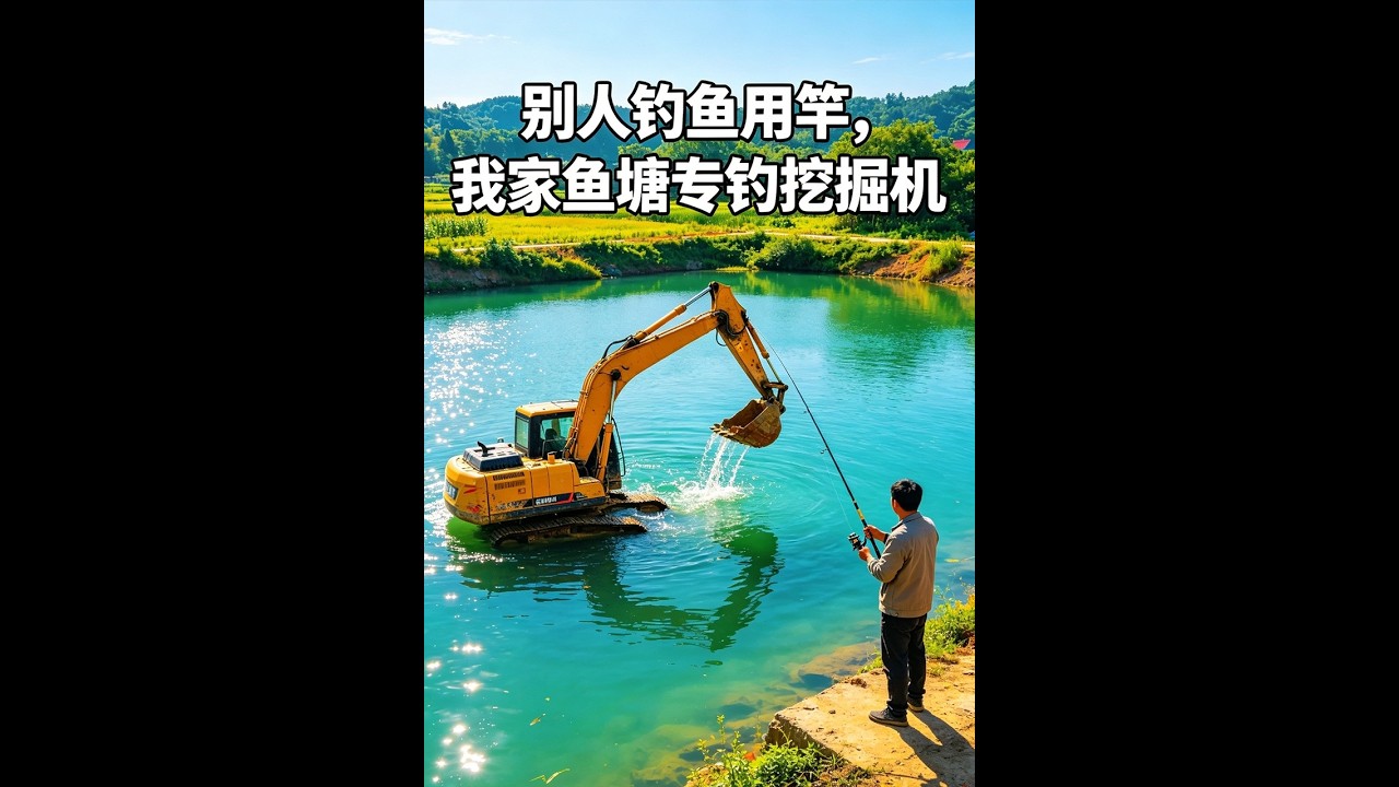 【一口气看完】《别人钓鱼用竿，我家鱼塘专钓挖掘机》#短剧 #AI短剧 #逆袭 #drama #爽剧 #鲨鱼先生