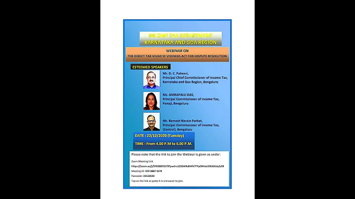 WEBINAR ON THE DIRECT TAX VIVAD SE VISHWAS ACT FOR DISPUTE RESOLUTION