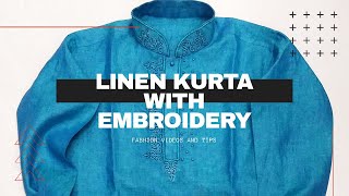 Linen kurta with embroidery work.. screenshot 4