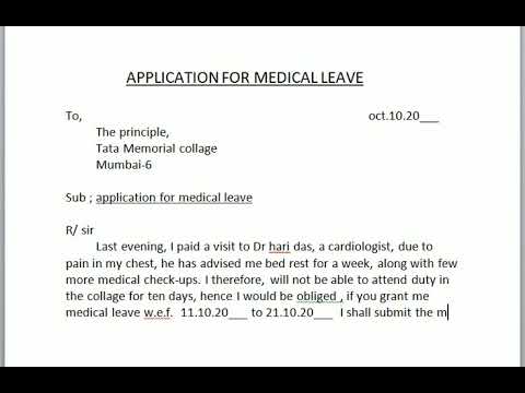 application letter to sanction medical leave