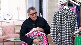 Isaac Mizrahi Live! Gingham Button Front Car Coat on QVC