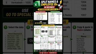 Excel Hack: Split Names and Numbers Instantly! No Formulas Needed 🔥 #excel #shorts
