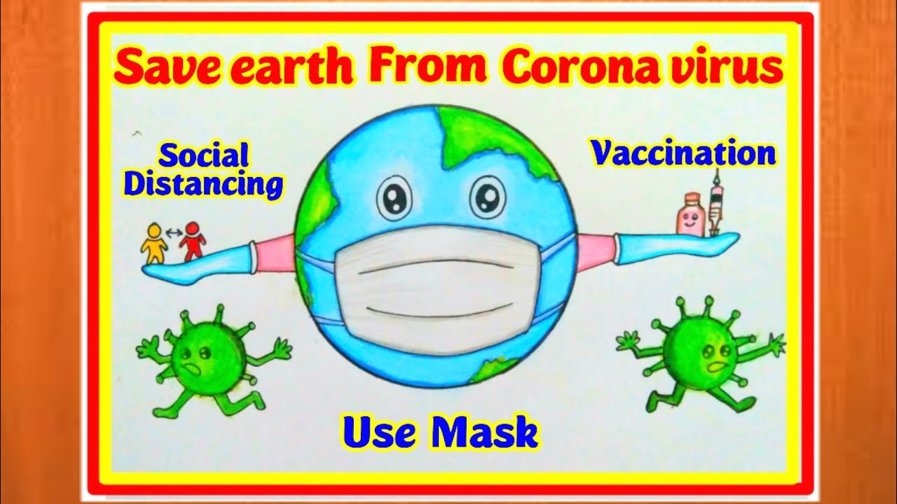Save earth Save Life drawing easy ||Save earth poster drawing ||Save earth from Corona virus drawing