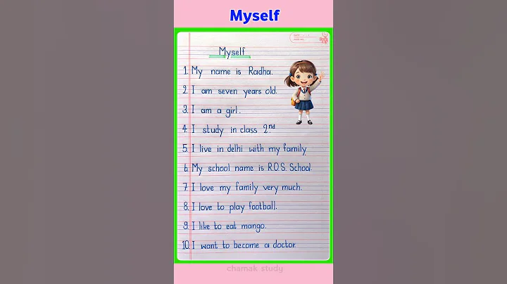 About Yourself in English | 10 Lines on Myself in English | Myself Essay | Self Introduction #shorts