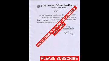 LNMU UG 2025 29 3rd MERIT ADMISSION POSTPONED Lnmuuniversity Viralvideo View 