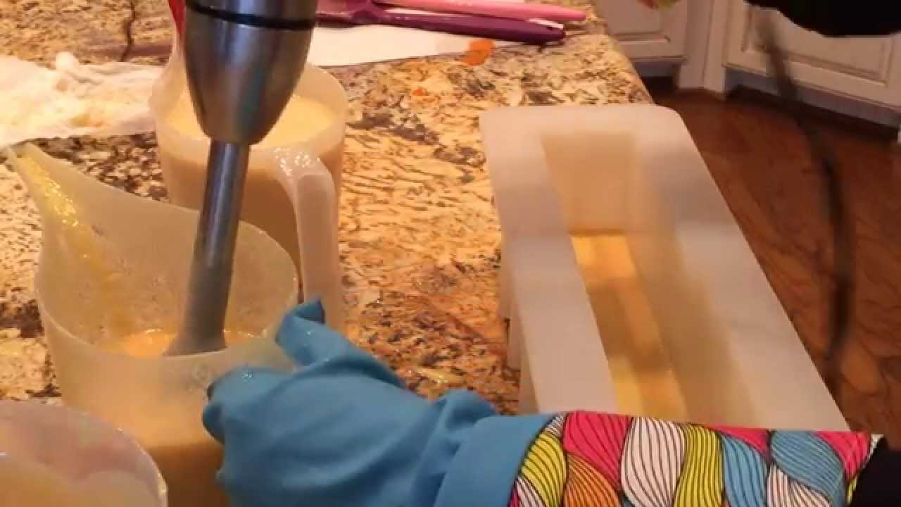 Making Ginger Vanilla Pumpkin Cold Process Soap with Drop Swirl with ...