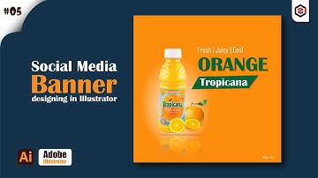 Social media post design in Adobe Illustrator 2022 | Product banner | Orange Juice