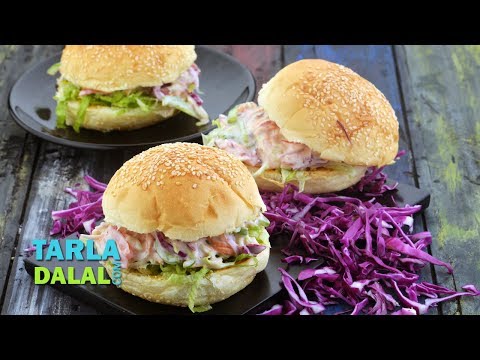 क्रीमी सलाड बर्गर Creamy Salad Burger by Tarla Dalal