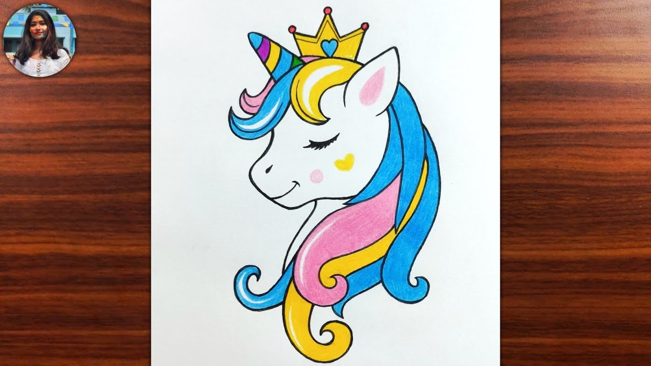 How to draw a Unicorn step by step easy with color pencil | Unicorn ...