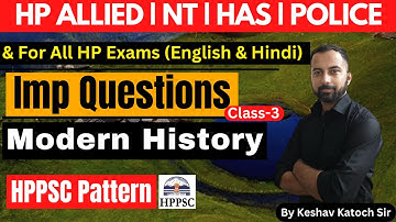 HPPSC Latest Exam Pattern | Modern History (Class-3) | Important Questions | HP Studies