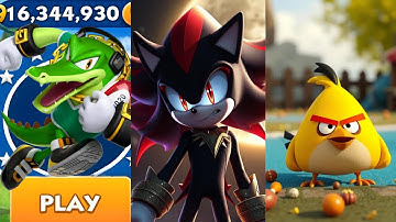 Sonic Dash - Vector vs Vampire Shadow vs Chuck - All Characters Unlocked - Gameplay