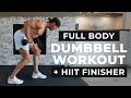 30 min full body dumbbell workout at home  hiit finisher