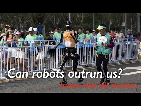 Humanoids race 21km against human runners in Beijing's first human-robot half marathon