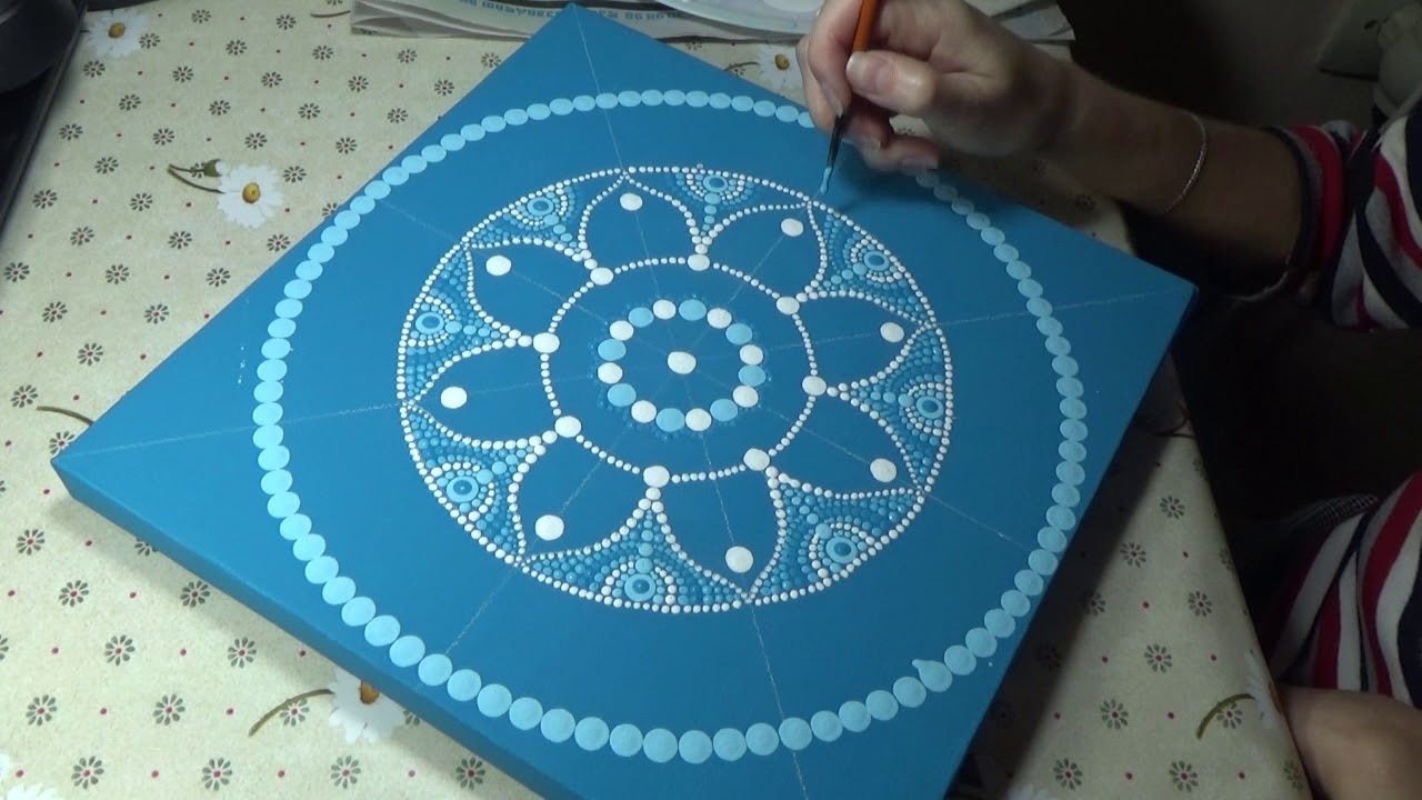 Dot painting mandala. Acrylic Painting. Process from beginning to end.