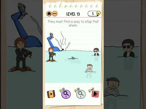 Brain Test 2 Level 13 Smith and Joe part 1, they must find a way to stop that Shark.