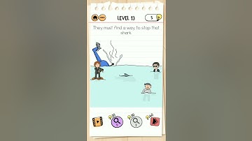 Brain Test 2 Level 13 Smith and Joe part 1, they must find a way to stop that Shark.