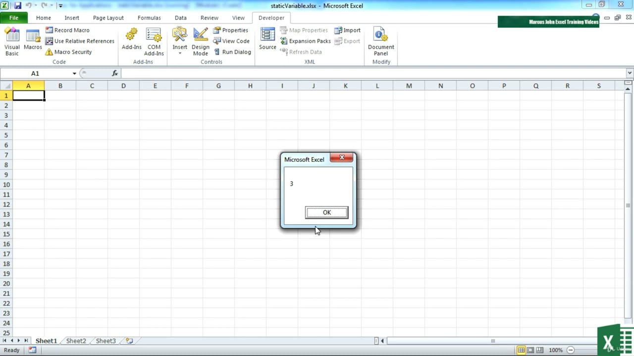 87 The Static Declaration And Variable Expiry || VBA Tutorial || Lecture || Microsoft Excel ||