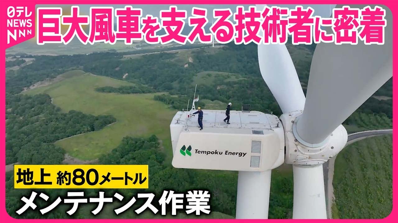 【「巨大風車」】地上80メートルの作業を支える新人技術者に密着『バンキシャ！』