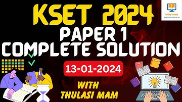 KSET PAPER1 Answer Key-13th Jan 2024 | Solution 0f KSET 2024 Analysis | KSET 2024 Detail Solution