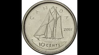 Canada 10 cents, 2007Coin Coins Money