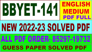 bbyet 141 solved assignment 2022-23 / bbyet 141 solved assignment in English / ignou bscg 2023