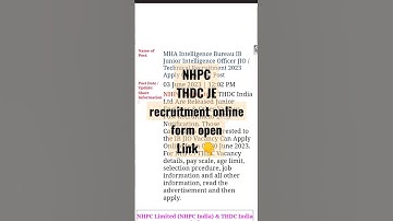 NHPC And THDC junior engineer recruitment online form 2023 open