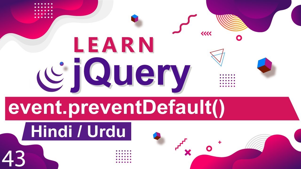 Jquery Event Preventdefault Method Tutorial In Hindi / Urdu