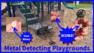 Metal Detecting tot lots and parks at the end of summer! Jewelry and coins galore!