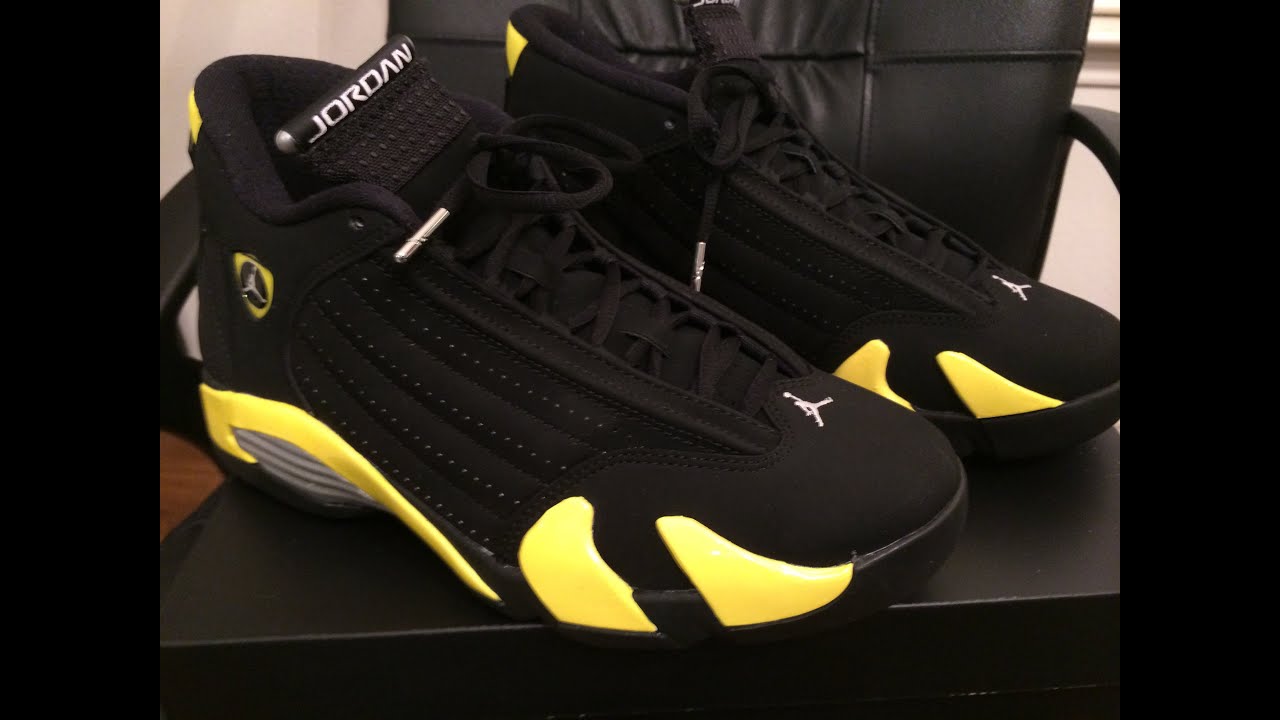 Jordan Retro 14 Thunder unboxing and on feet review YouTube