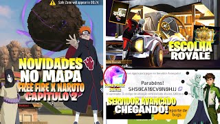 NOVIDADES NO MAPA NO CAPÍTULO 2 FREE FIRE X NARUTO! NOVO SERVIDOR AVANÇADO OB50, CUBO E MUITO MAIS!!