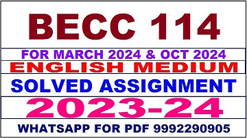 becc 114 solved assignment 2023-24 | becc 114 solved assignment in english 2024 | becc 114 2024