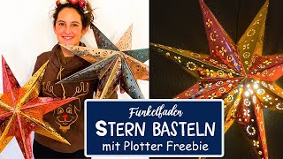 Plotterfreebie Großer Funkelfaden Stern Mit Lampe Basteln. - Bastelanleitung 3D-Stern