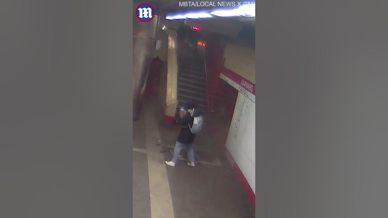 Shocking moment ceiling falls at Harvard subway station
