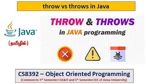 Java | throw vs throws | Programs | Object Oriented Programming | Tamil | 40
