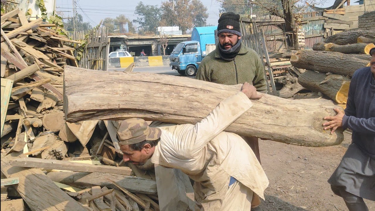 Hardest Work Loading and Sawing Log at Sawmill | Wood Cutting sound ...