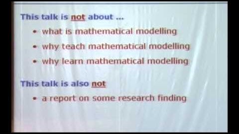 Experiencing, Teaching and Learning Mathematical Modelling (Part 1)