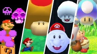 Evolution of Mushroom Power-Ups in Super Mario Games (1985-2021)