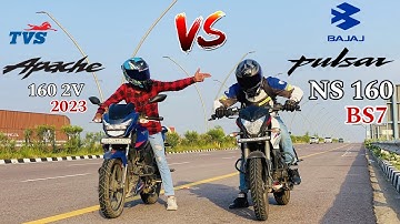 tvs apache RTR 160 2v 2023 vs Bajaj pulsar ns 160 bs7 | top end race | shocking result 😱