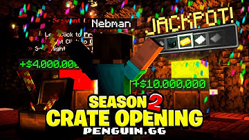 MASSIVE CRATE OPENING!  SEASON 2 -  PENGUIN.GG SB737 - MINECRAFT SKYBLOCK