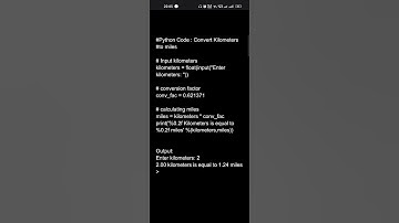 Python code : Convert Kilometers to miles