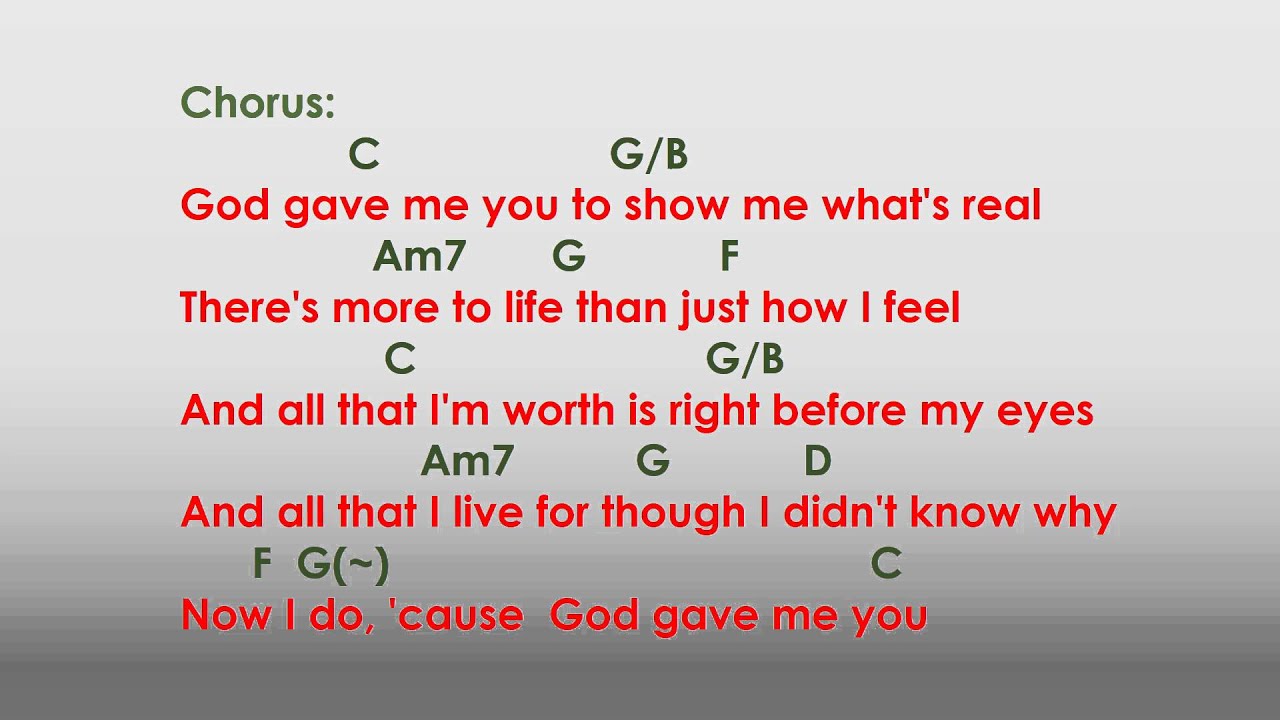 God gave me you with lyrics and chords - YouTube