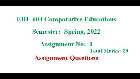 EDU 604 Assignment No 1 2022
